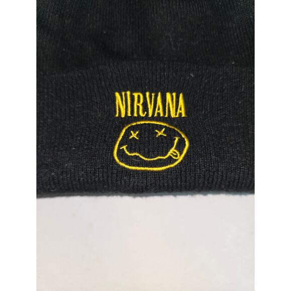H&M Divided Nirvana Black and Yellow Embroidered Beanie - Picture 2 of 8